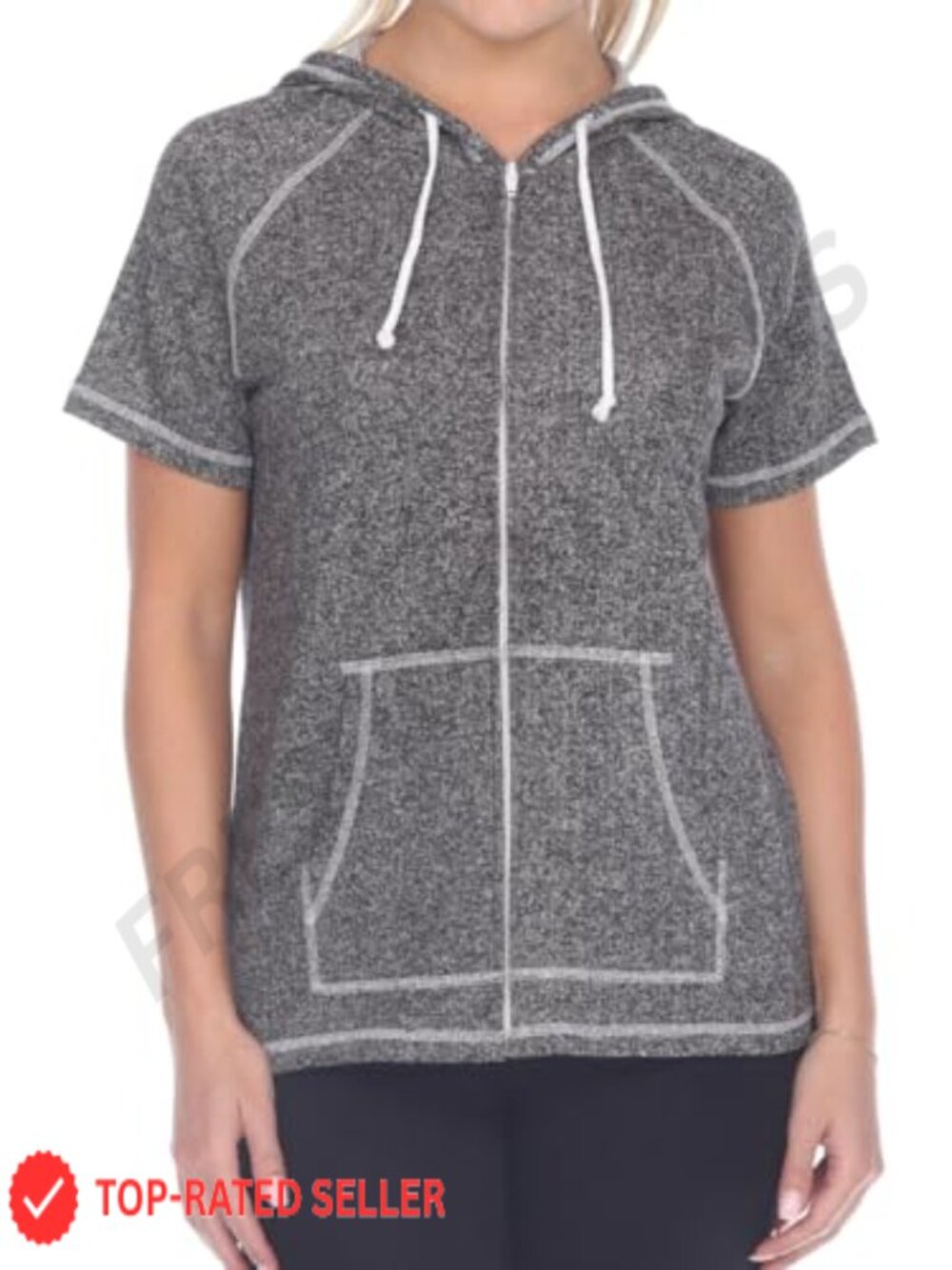Women's Zip Up Hoodie Cotton Blend Fleece Lined Drawstring Hood Lightweight